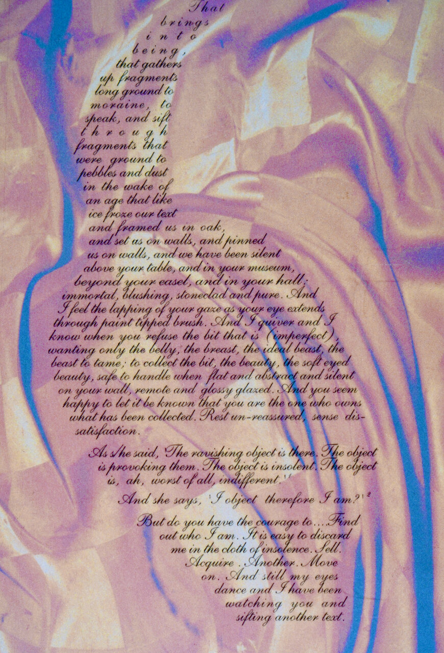 Seated Nude Detail with Performance Text Overlay