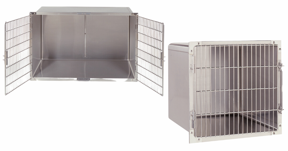 12-foot bank stainless steel cages with base, wheels
