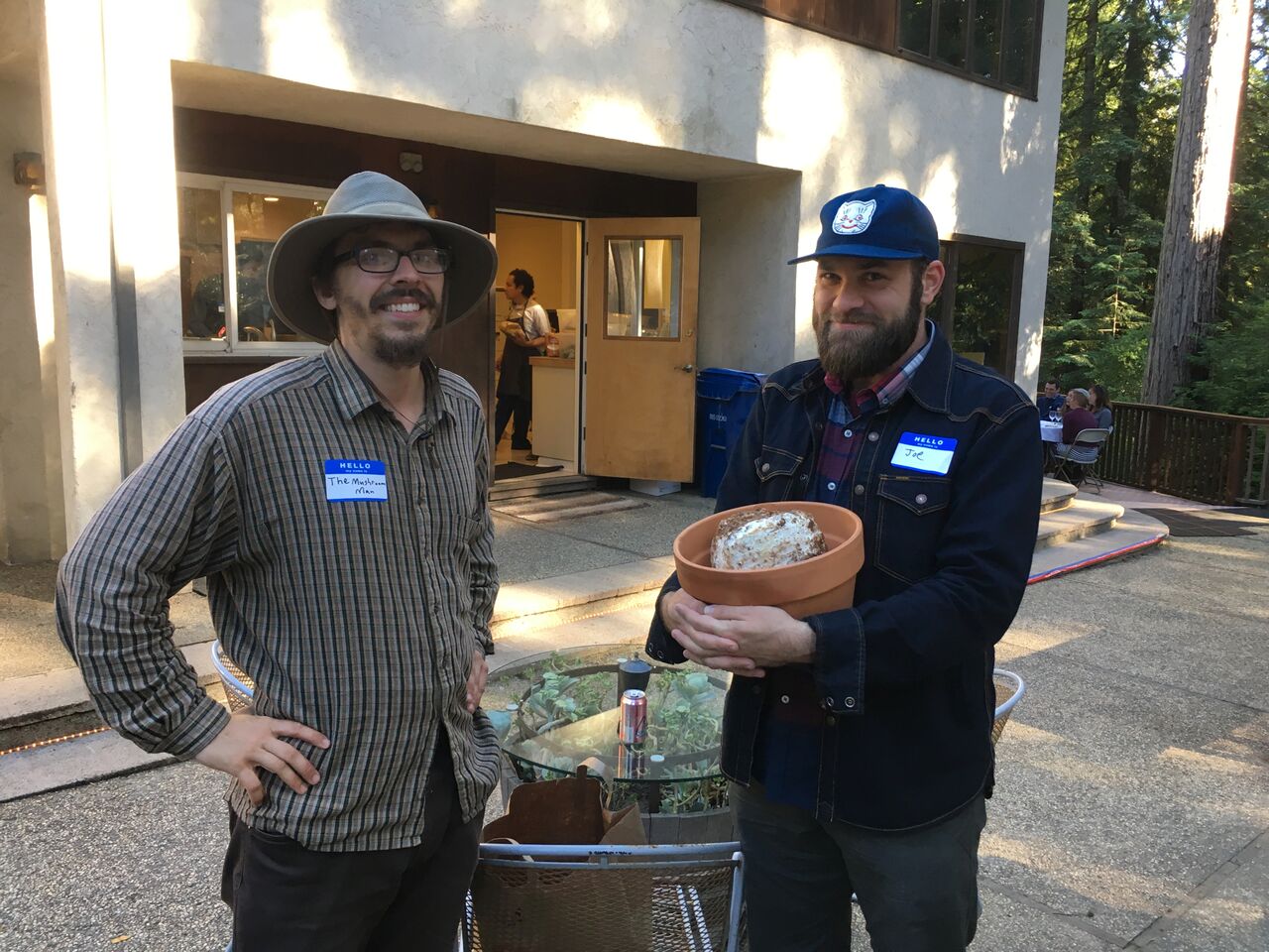 William the Mushroom Man rewards donor Joe Gracyk with his long-awaited inoculated mushroom log, another Kickstarter prize!