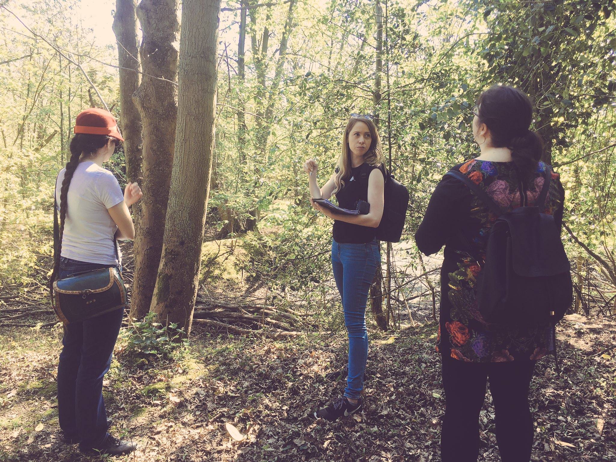 Sound recordist Eleanor Russell, director Caris Rianne and cinematographer Eleanor Ring exploring locations.