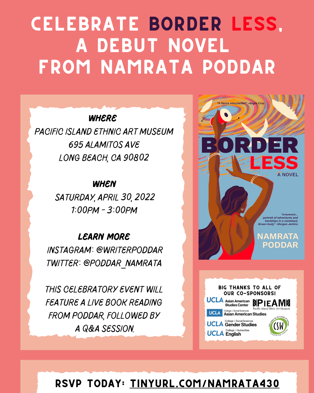 Flyer Celebrate Border Less, a debut novel from Namrata Poddar.png