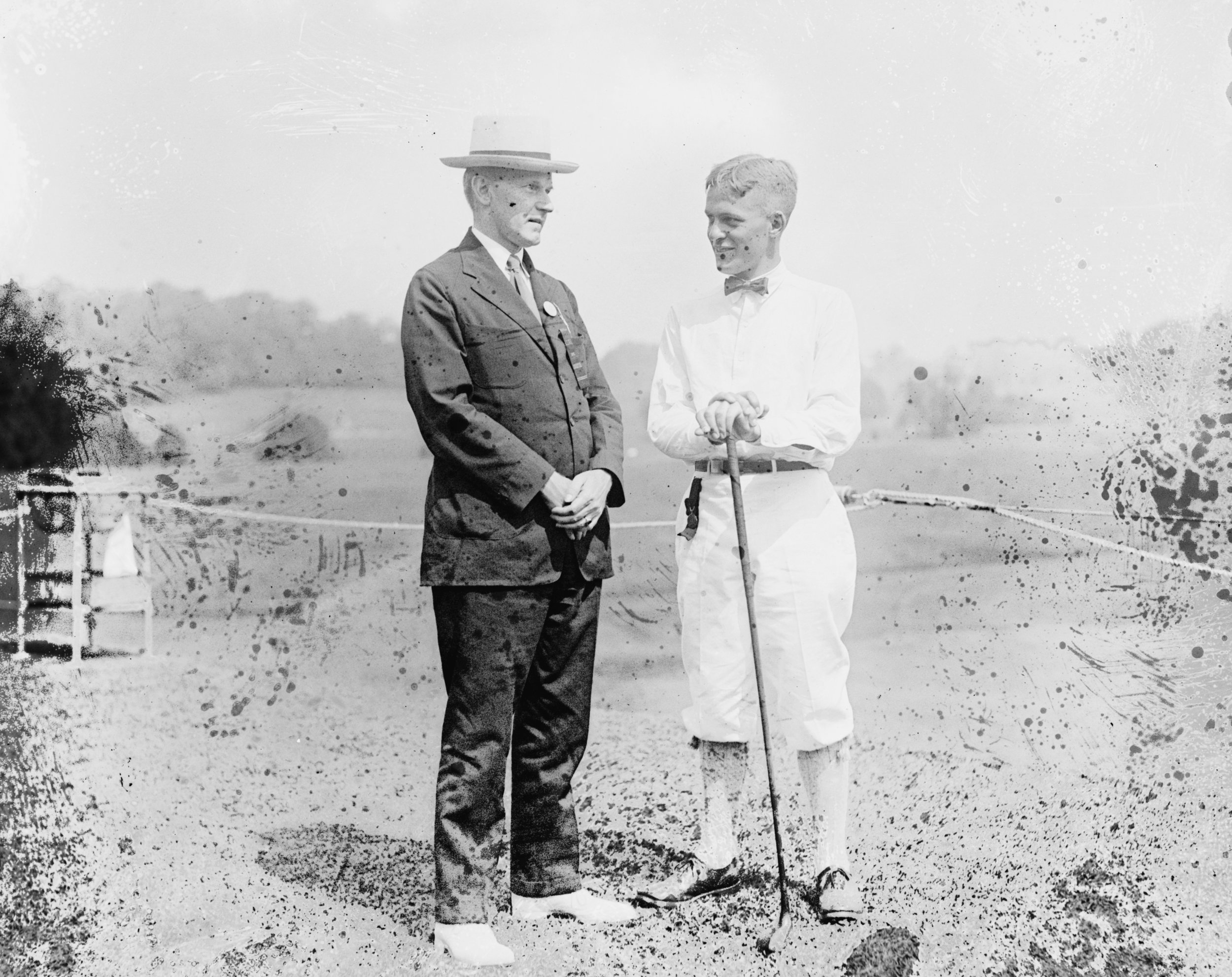 Bobby Jones, here with Calvin Coolidge in 1921, helped the United States team to victory in the first Walker Cup, held at the National Golf Links,