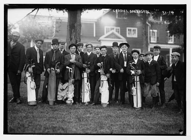 The Baltustrol caddie yard, circa 1914.
