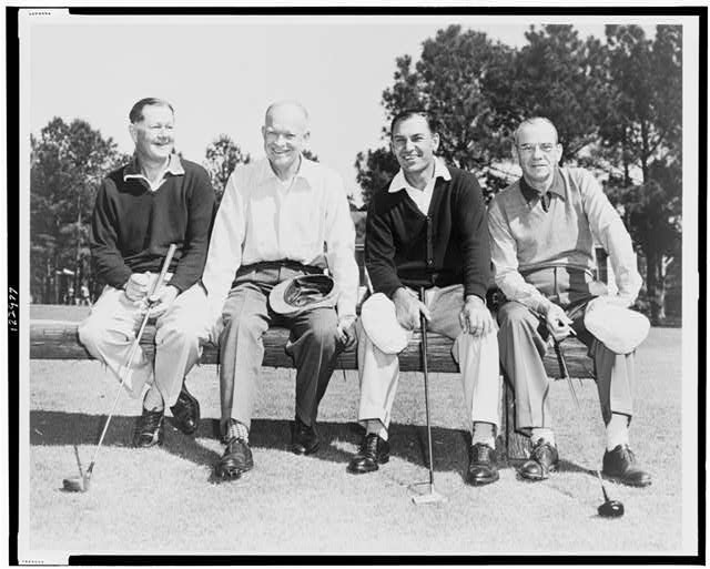 A true Masters foursome: Byron Nelson, Dwight Eisenhoswer, Be Hogan, Clifford Roberts.
