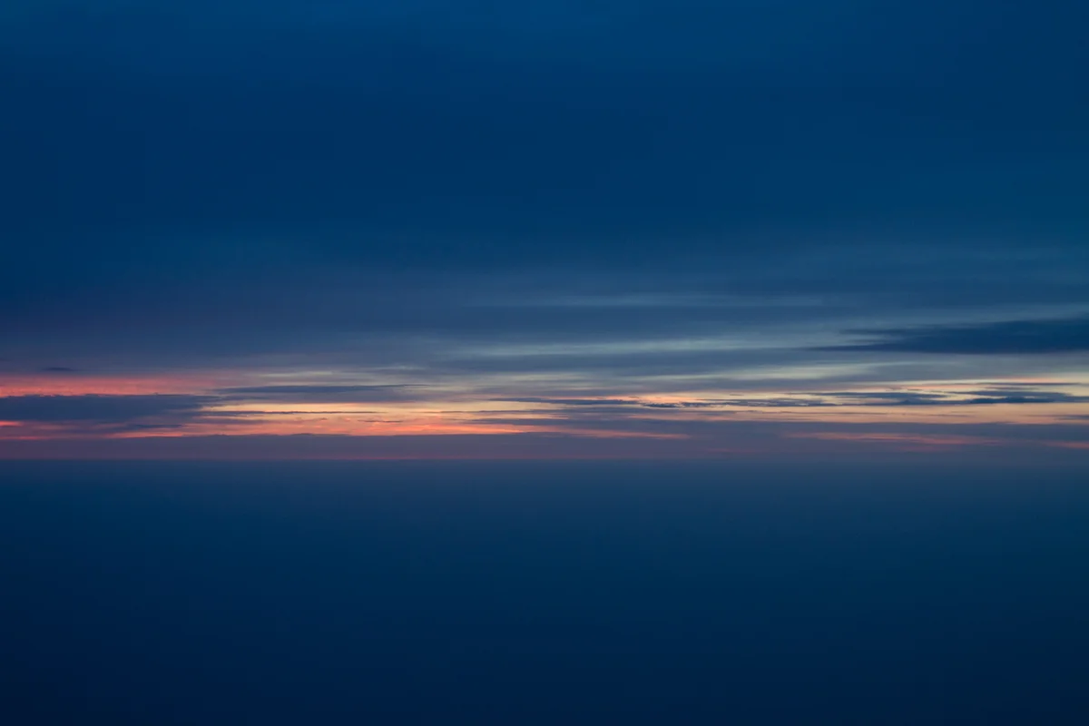 Daybreak on climb out over Jamaica Bay, New York 2014