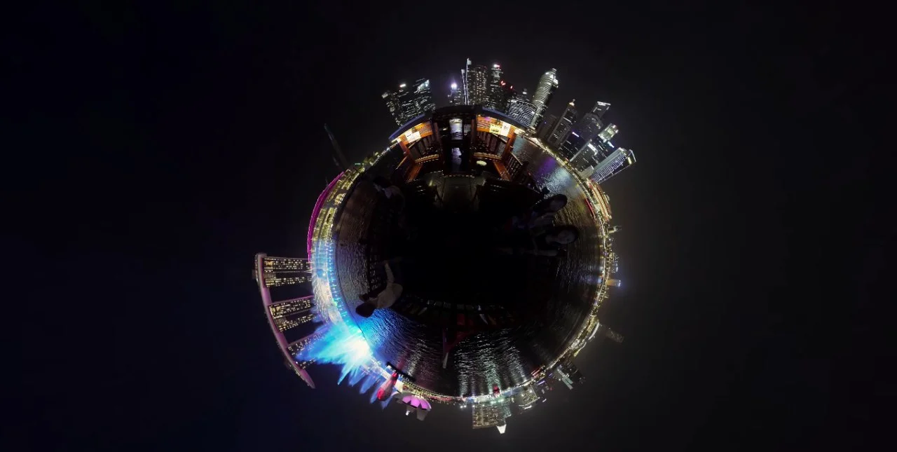 360 Spherical View of MBS at night