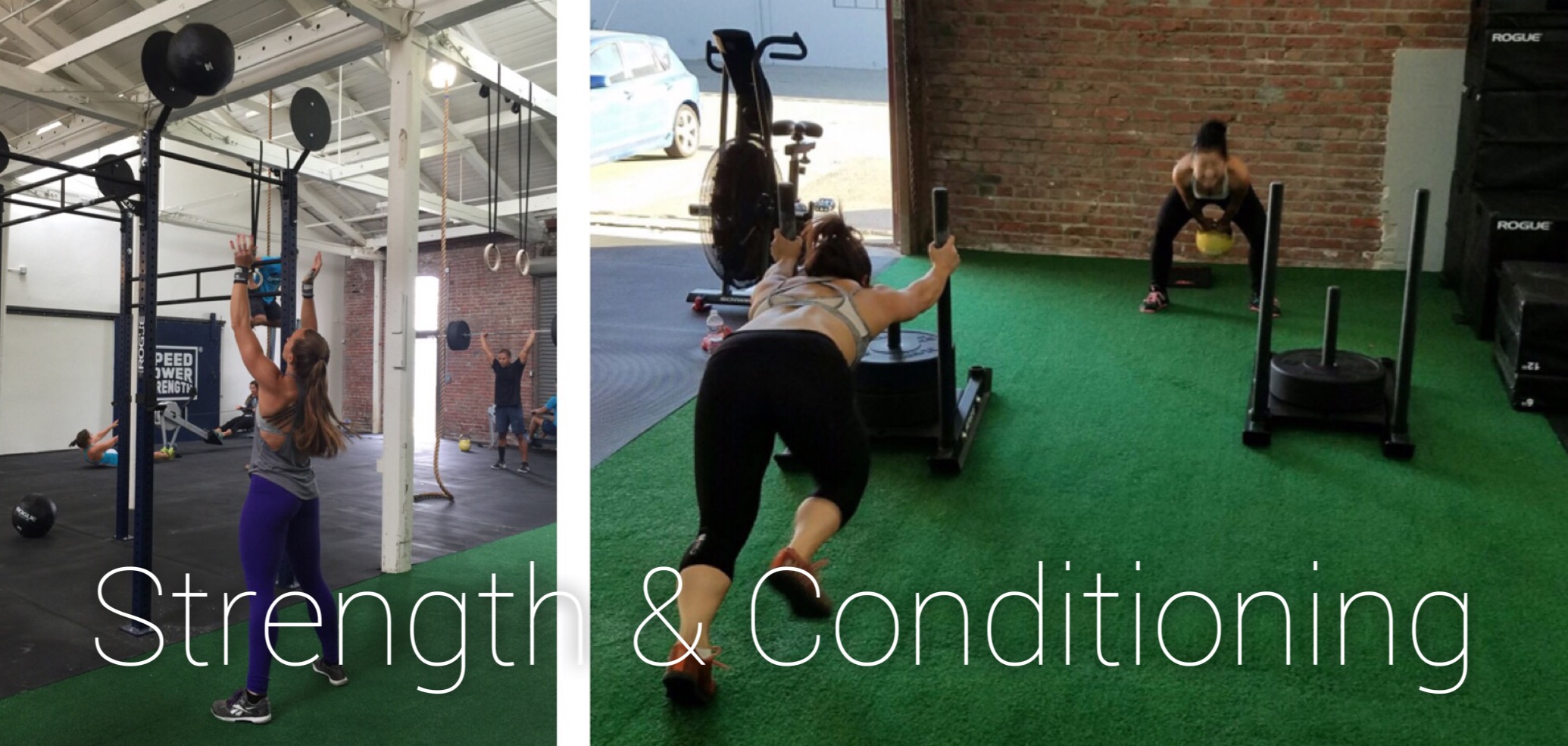 various women practicing strength and conditioning routines
