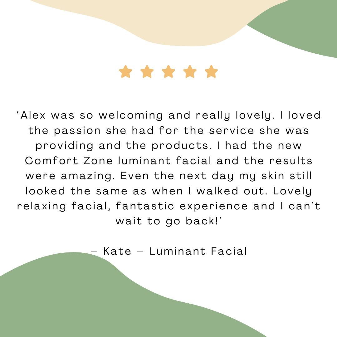The first review is in for the new Luminant facial and we couldn't be more pleased :-) 

Thank you so much Kate for such a lovely review.

We are so excited for you all to experience this amazing treatment!