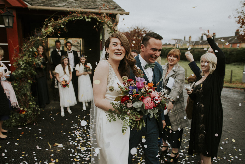 Retro wedding Bride Comrie Croft