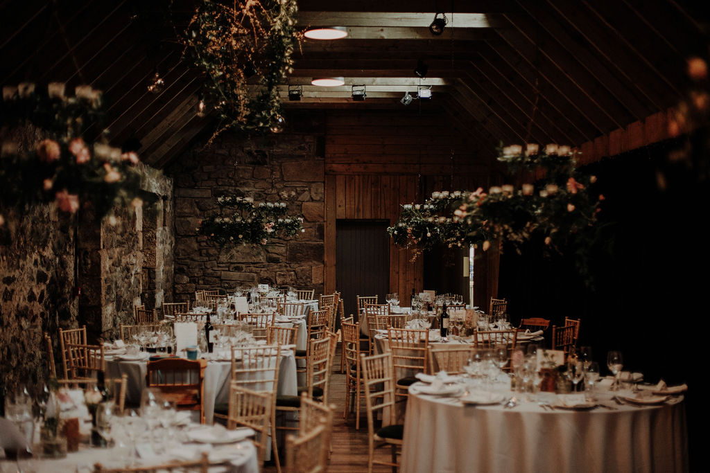 Wedding in Byre at Inchyra table decor