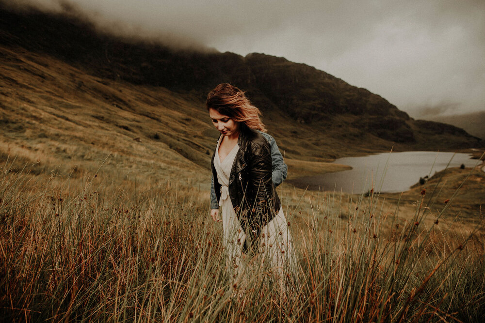  Engagement session couple in Scottish mountains rain and wind 