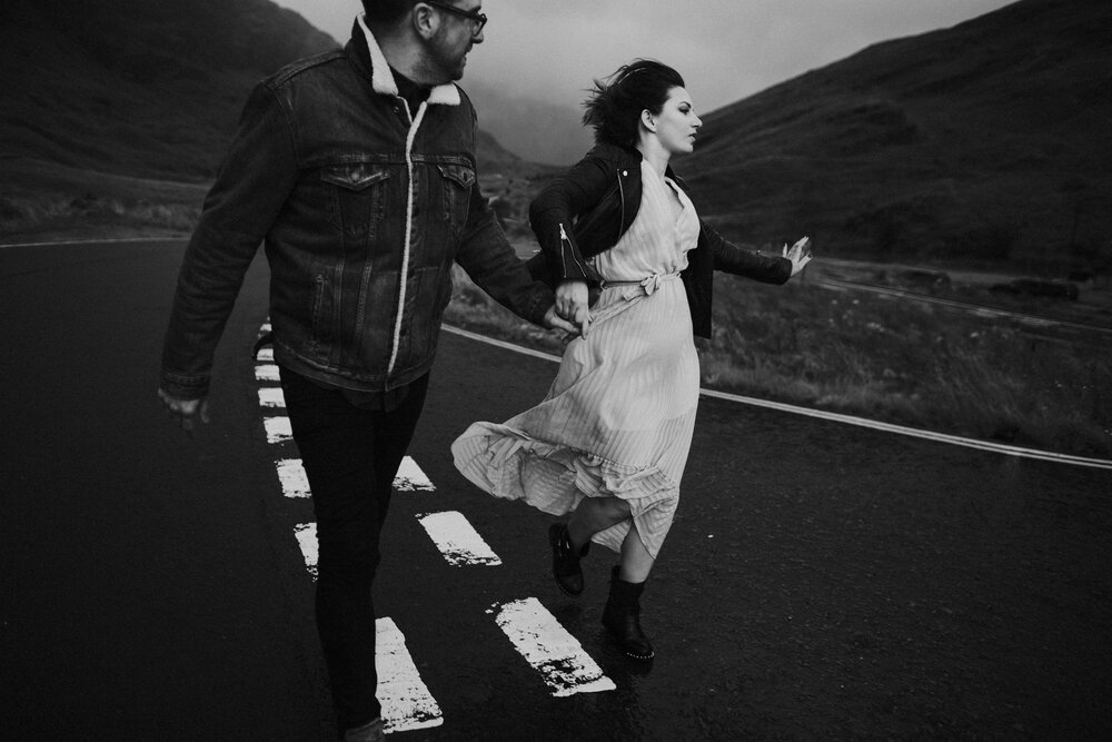  Engagement session couple in Scottish mountains rain and wind 