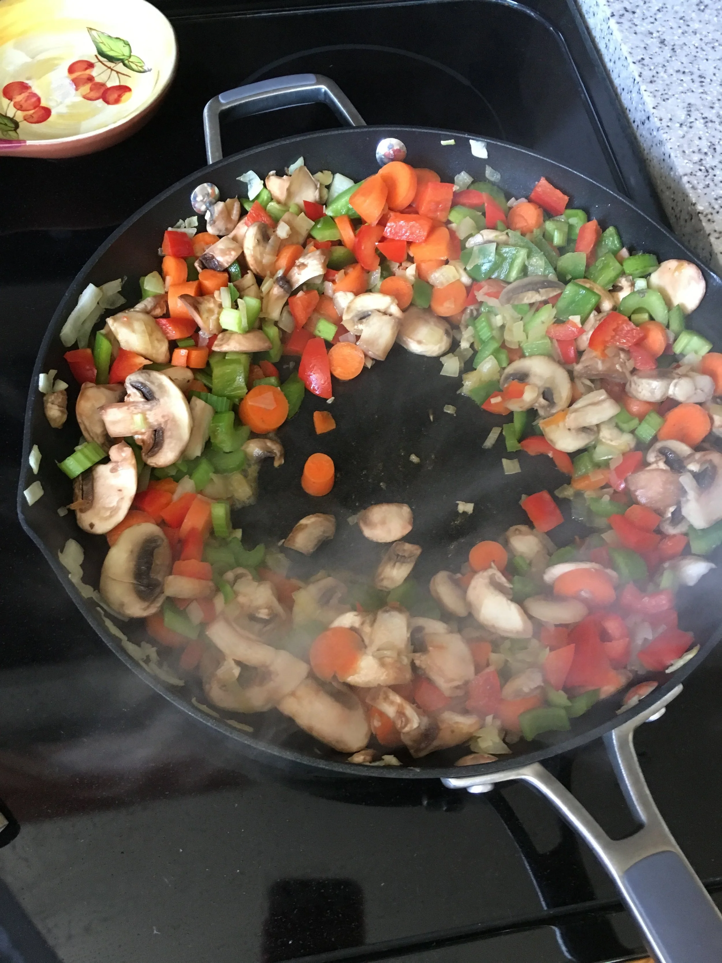  Pan frying the veggies 