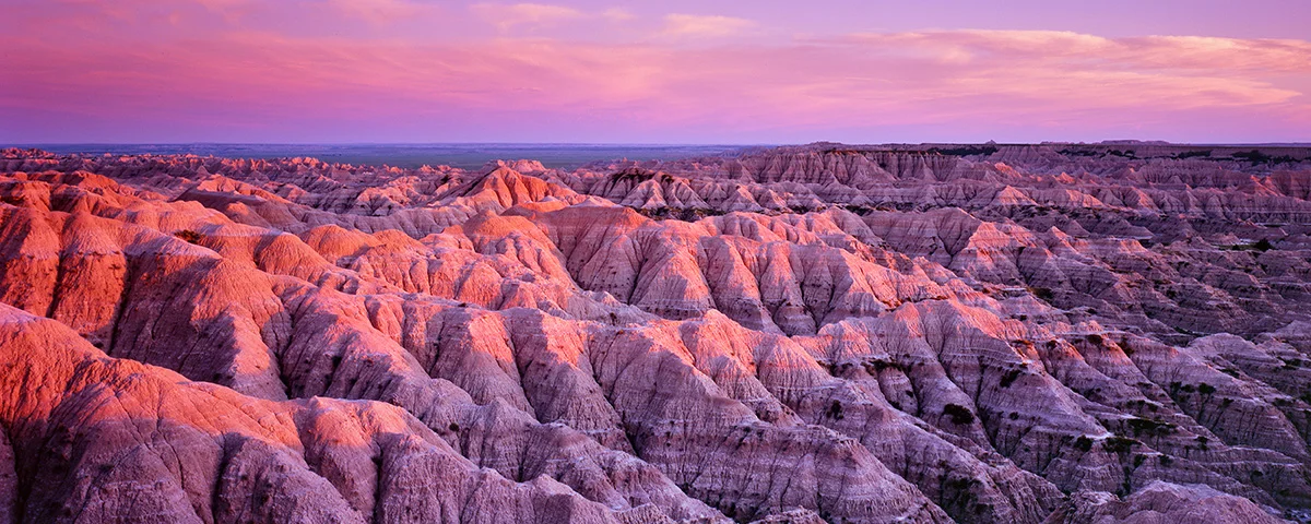 "Last Light on the Badlands" - Velvia 100 example showing the strong magenta cast in the shadows.