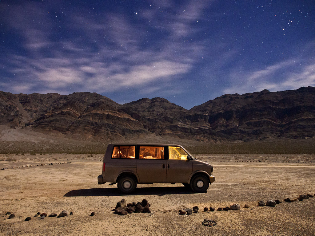 My van under the stars. I was able to camp in solitude like this every night of the trip.