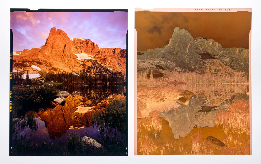Two shots from the same morning, with color positive on the left and negative on the right.