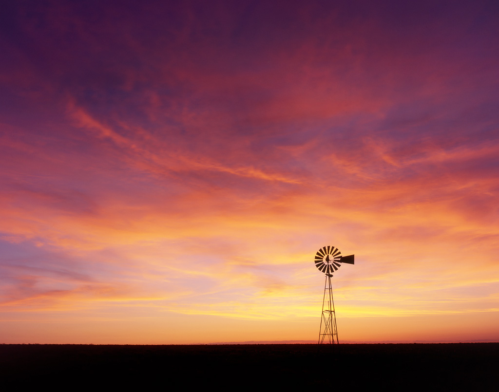 "Windmill on Fire" - Between art shows on the prairie, I had some time to explore the landscape of the Kansas Flint Hills. A wonderful places with open views and hardly any people. Prints available.
