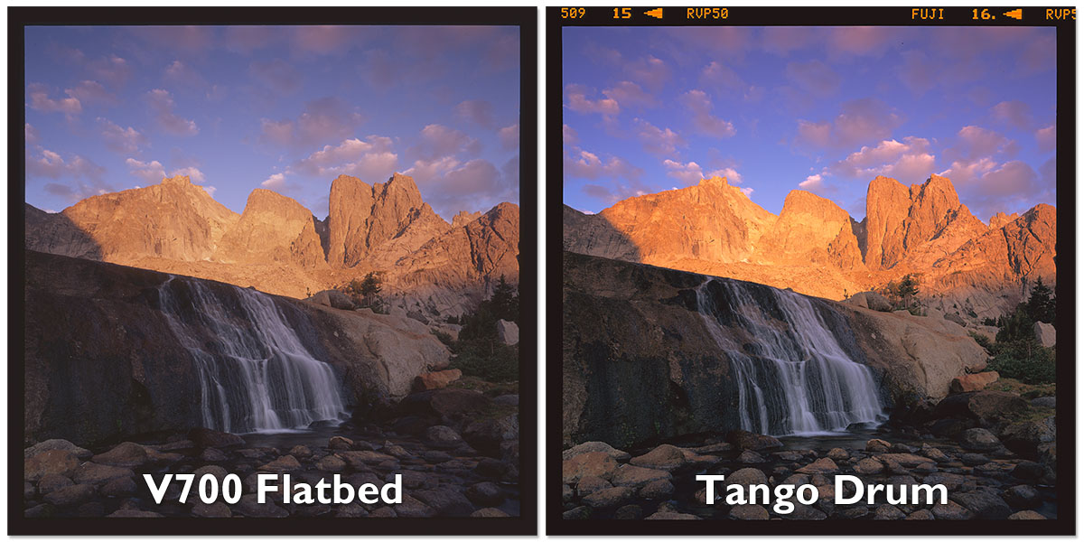 Two scans of the same 6x6 Velvia slide