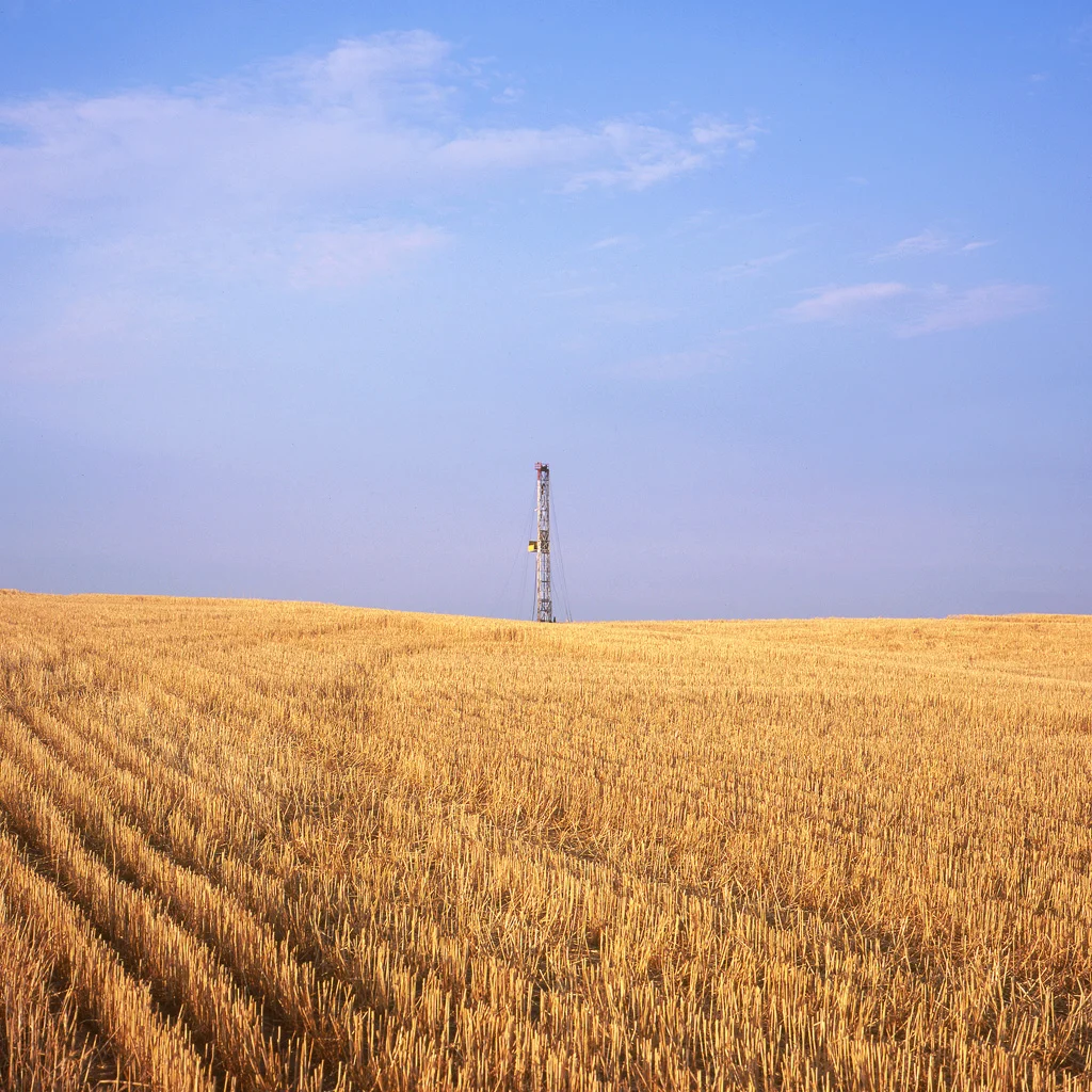 Cut Wheat And Drilling Rig