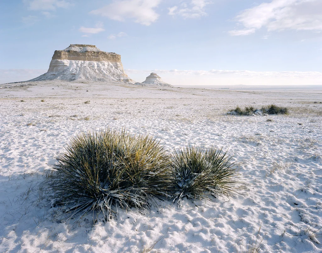 “Pawnee Buttes in the Snow” - Portra 160 4x5, 90mm lens, 1/60th at f22, no filters.