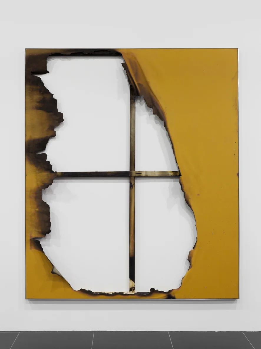Kasper Sonne Borderline (new territory) No. 15 2013 Industrial paint, fire and water on canvas, in artists aluminum frame 200 x 170 cm