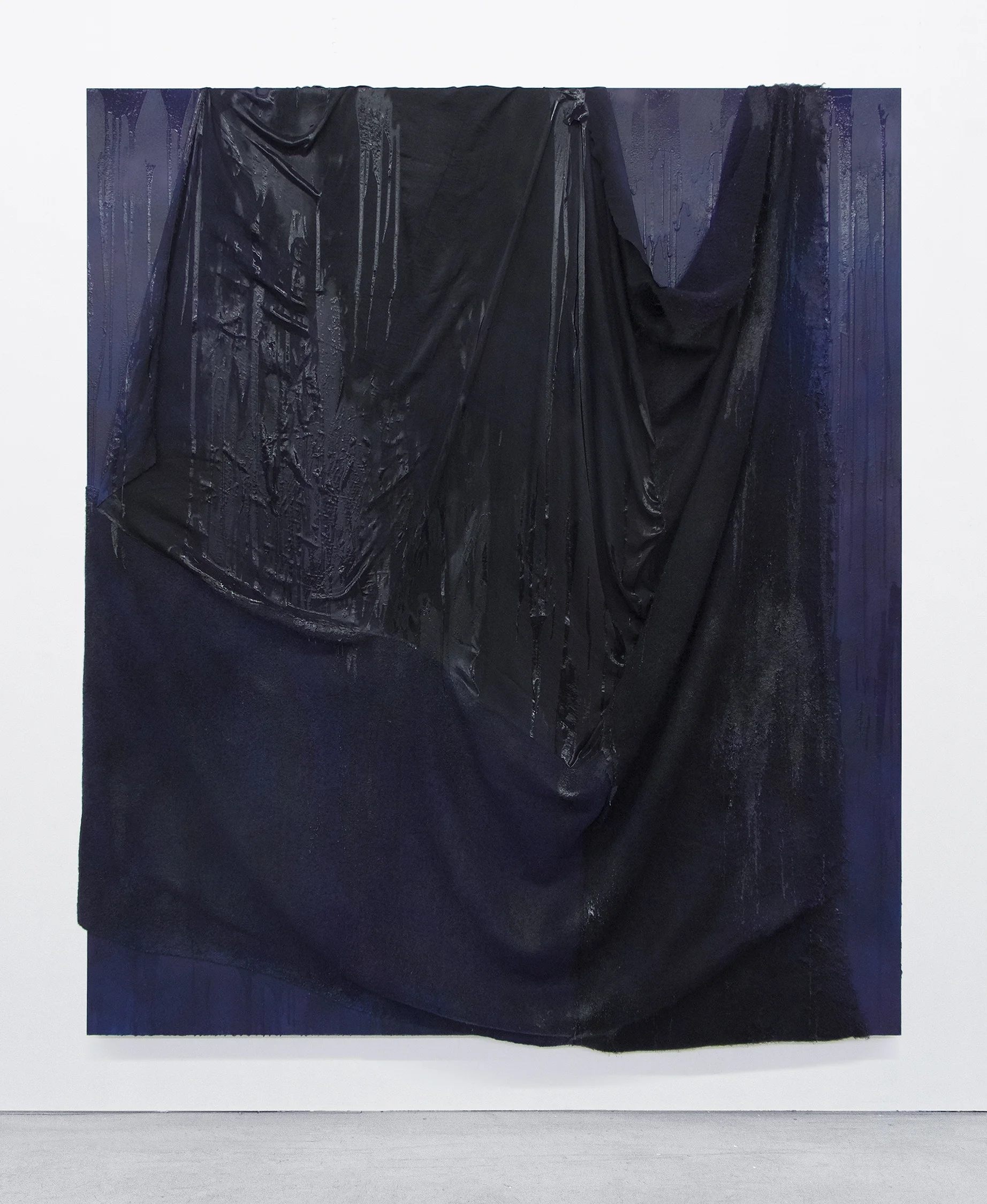 Kasper Sonne HP 2017 Fabric, thread, spray paint, glitter and liquid rubber on linen 84 x 72 inches