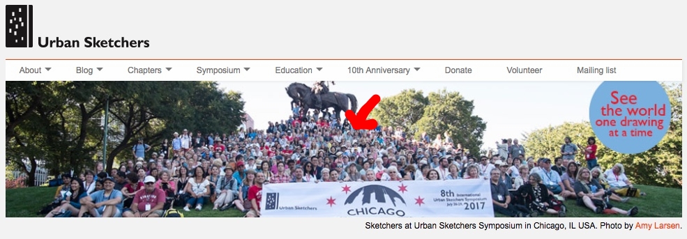 We are 570+ people from 34 countries in Chicago to draw. I'm one of the pin dots near the statue.