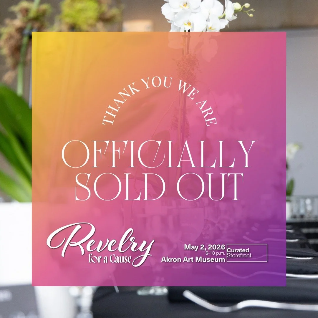 𝘙𝘦𝘷𝘦𝘭𝘳𝘺 𝘧𝘰𝘳 𝘢 𝘊𝘢𝘶𝘴𝘦 2026 is officially SOLD OUT! We are so grateful to everyone who sponsored the event, purchased tickets, spread the word, and showed up for public art in Akron.

Didn't get a ticket? DM us and we'll make sure you're