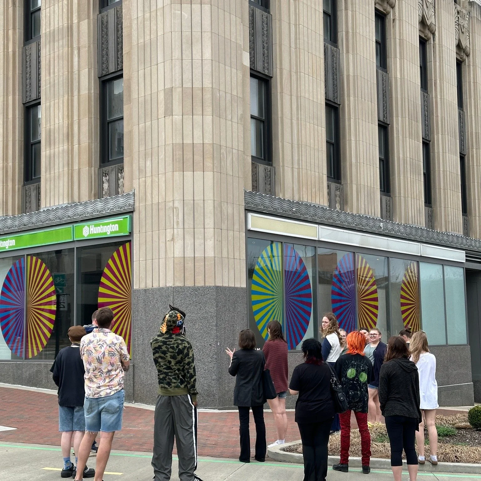 What a joy to welcome the Myers School of Art students from Distinguished Professor Matthew Kolodziej's Professional Practices Class to downtown Akron for a tour of our installations, led by our Chief Curator Annie Wischmeyer. Many of the students on