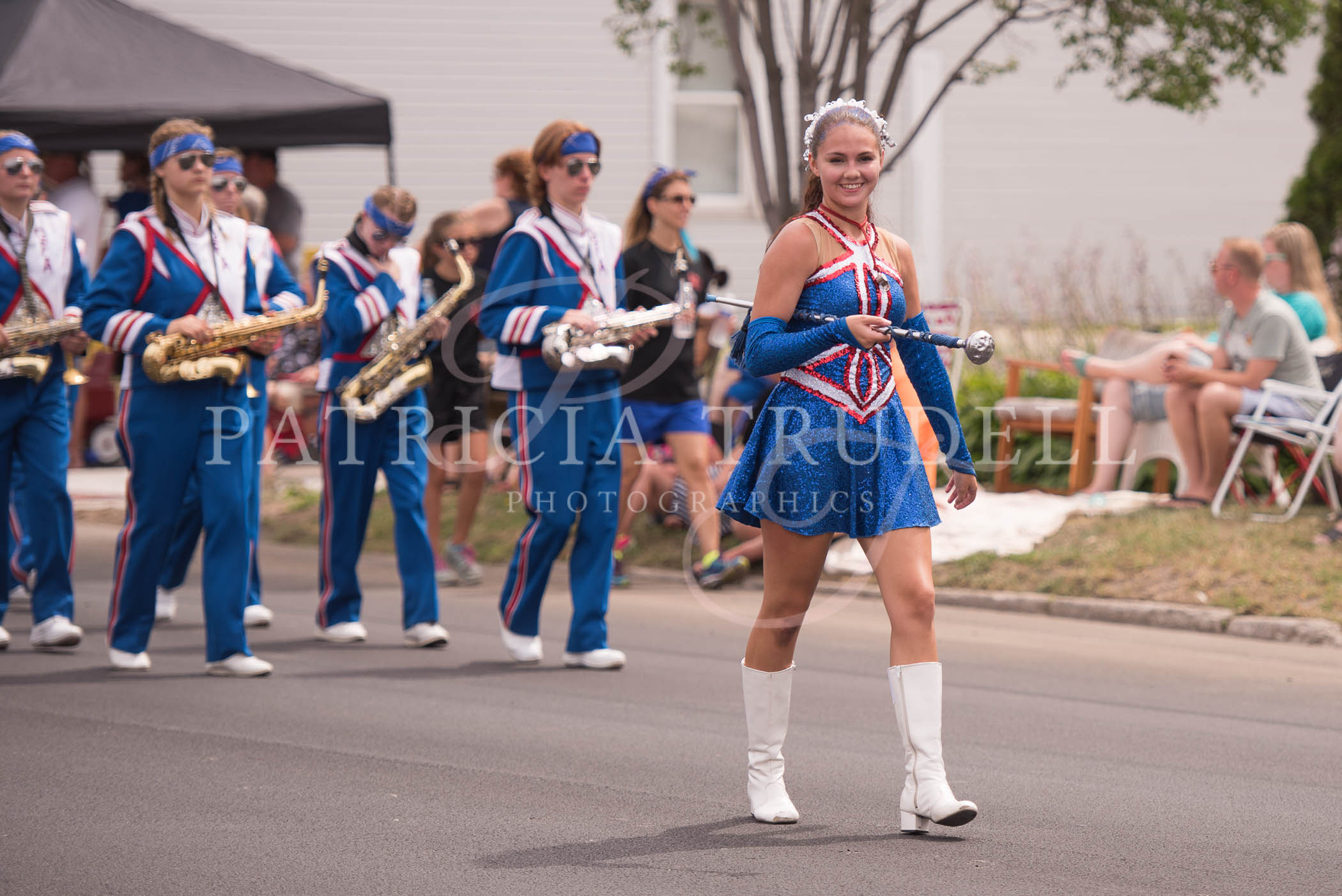 Ruth-Anne Middlemiss leads the OFA Marching band in the 2016 edition of the St. Lawrence Valley Seaway Festival in Ogdensburg, NY.