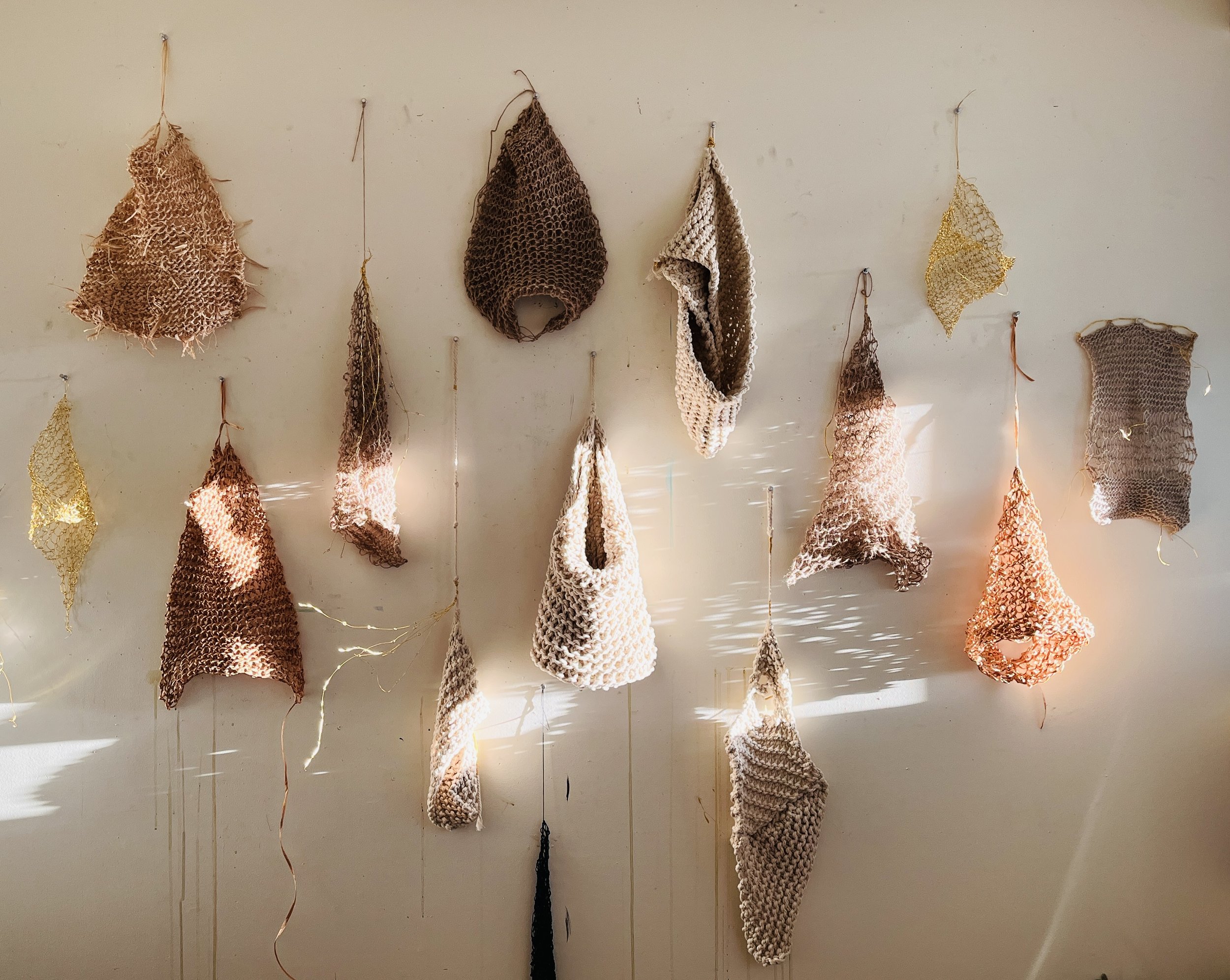   Forces collection of pieces from series   knitted and crocheted wire, wool, and other natural fibers 