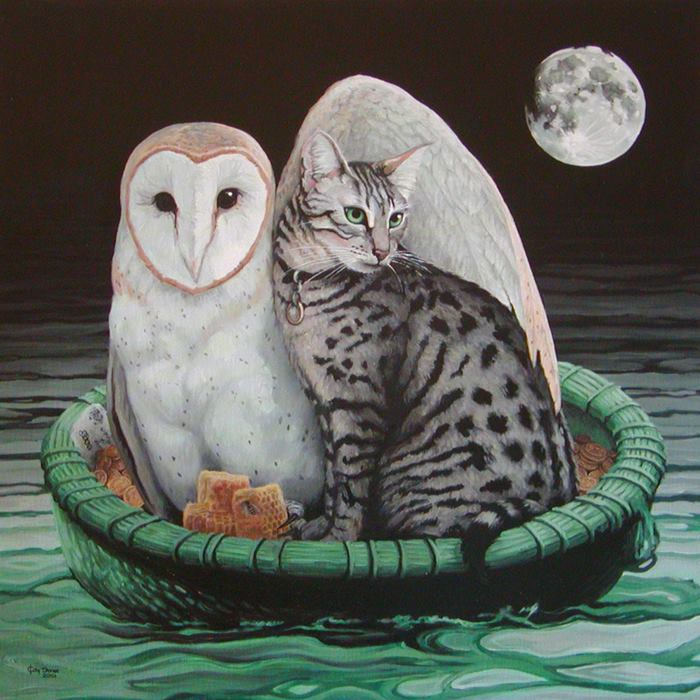 The Owl and the Pussycat, painting by Katherine Jones