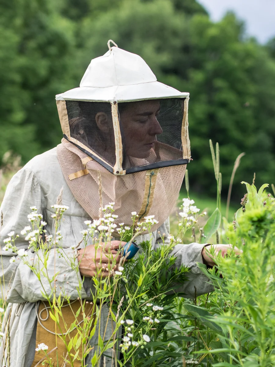 "Summer pollinator walk in the Catskill’s with Juliette before a hive inspection" Photo by Riley Salyard s
