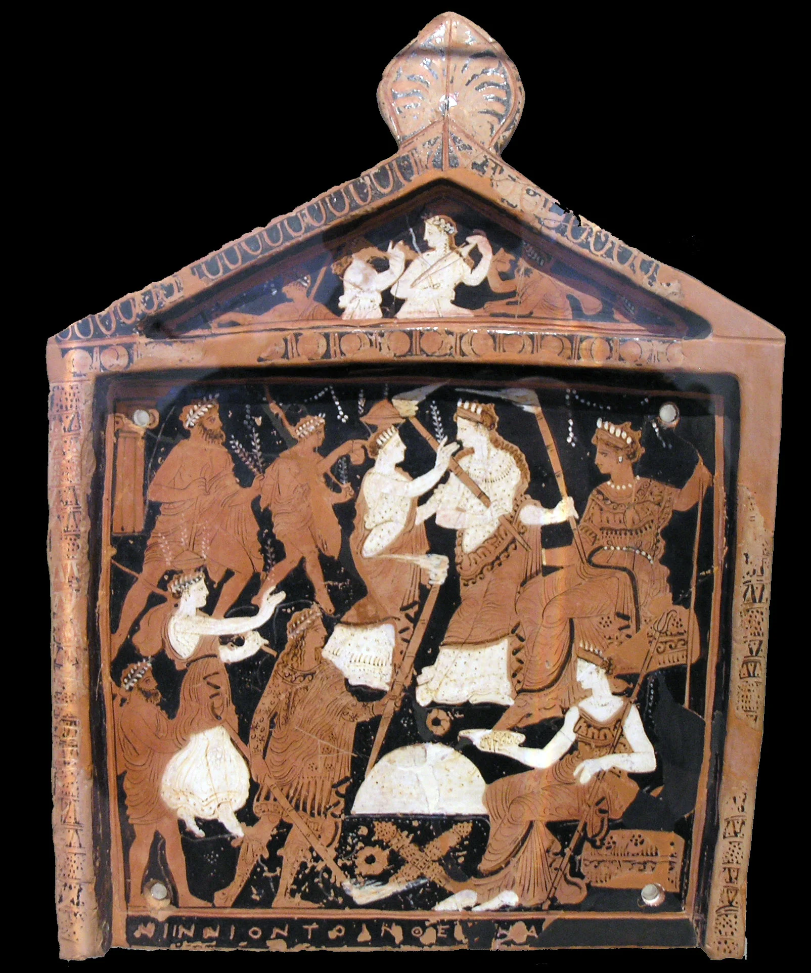 image: Ninnion Pinax, or "Votive Plaque of Ninnion" dedicated to the keepers of Eleusis. Wikimedia commons ( link ).