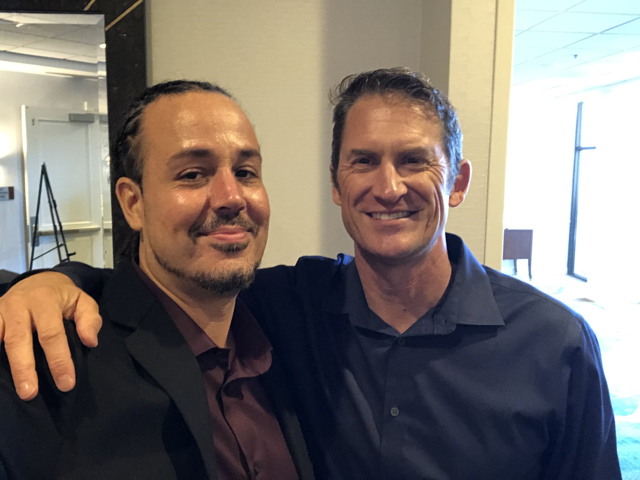 image: Anyextee (left) and David Mathisen (right) after we both finished our presentations at CPAK XI, October 06, 2019. Photo by Karina Itzcoatl.