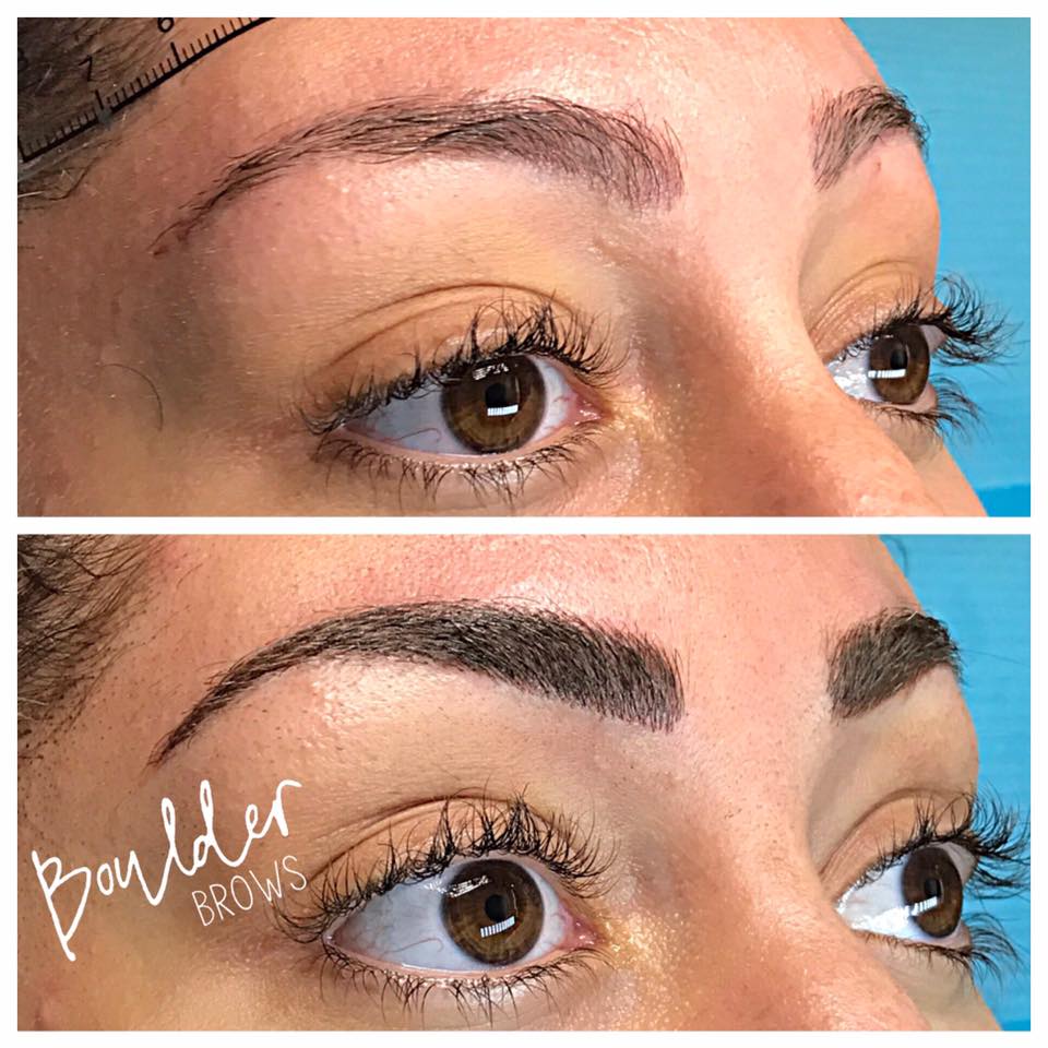 1ST MICROBLADING SESSION Top: Before + Faded Old Reddish Tattoo | Bottom: After