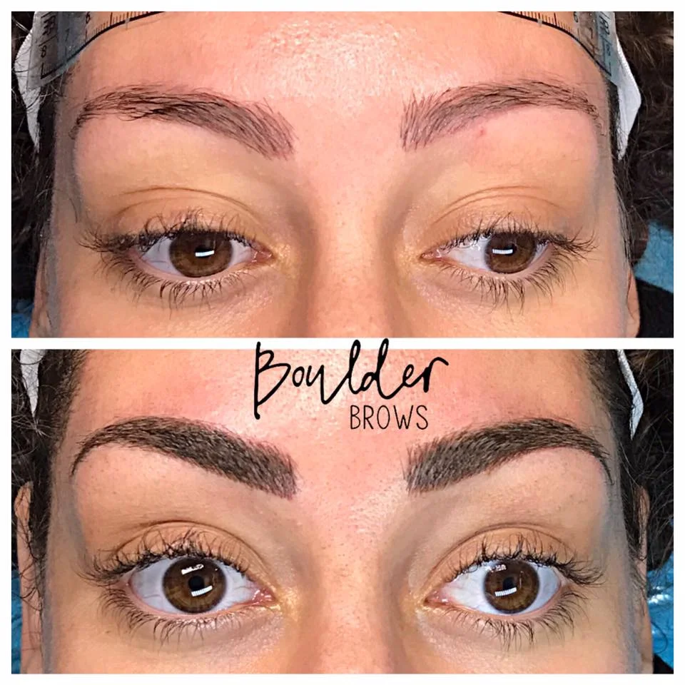 1ST MICROBLADING SESSION Top: Before + Faded Old Reddish Tattoo | Bottom: After