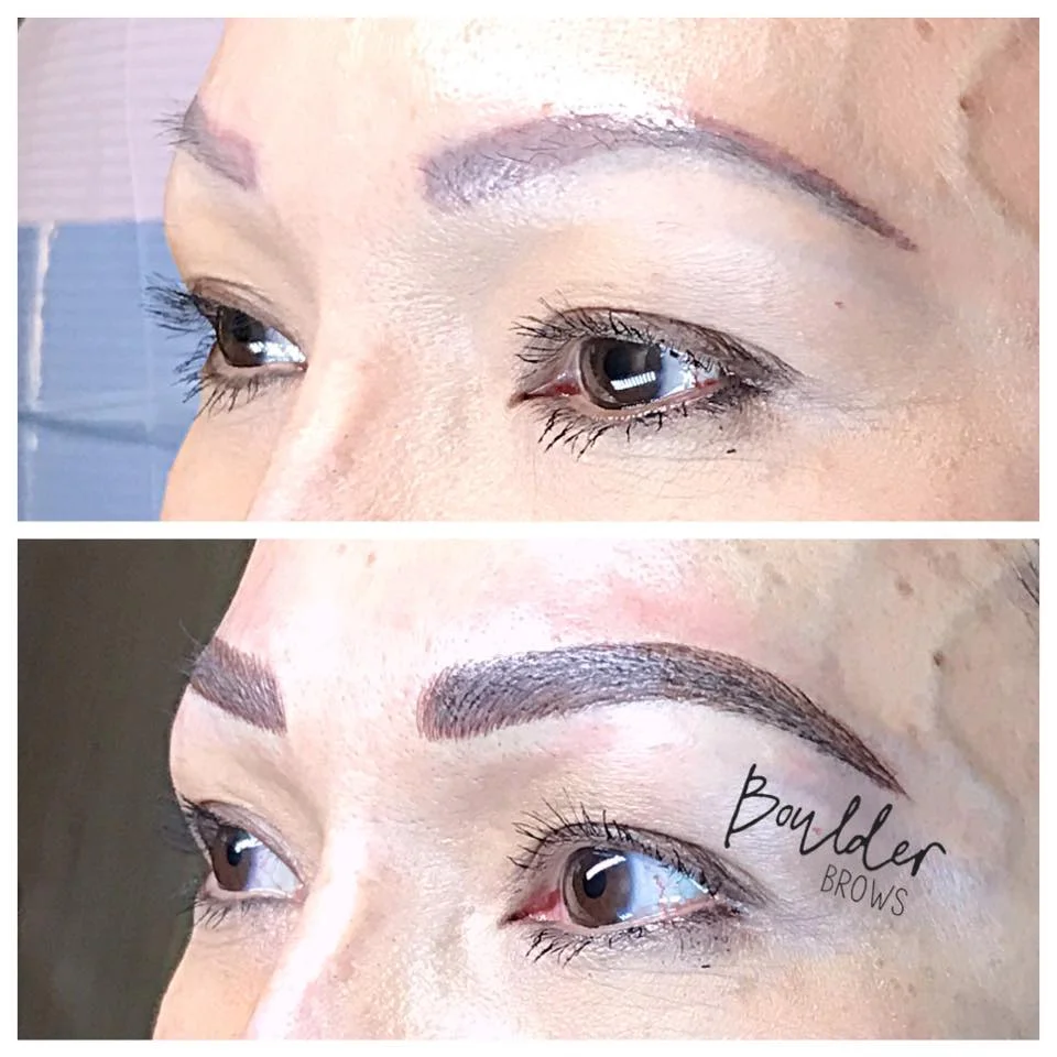 Top: Before | Bottom: After Microblading/Shading