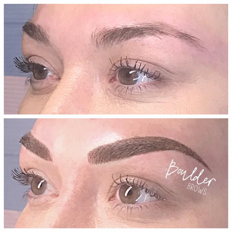 Top: Client's Natural Brow| Bottom: After Microblading