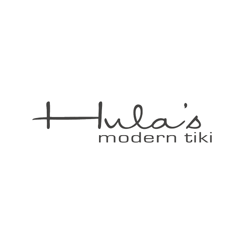Logo for Hula's Modern Tiki with handwritten-style text and a small tiki icon.