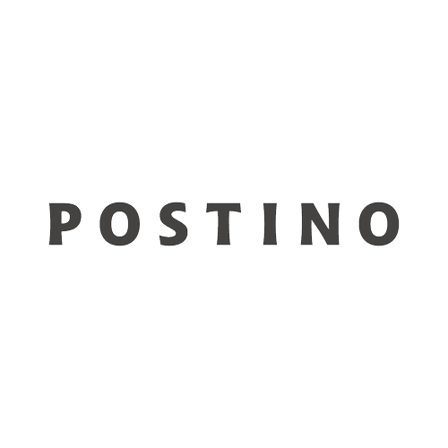 Black background with the word POSTINO in gray 3D letters centered.
