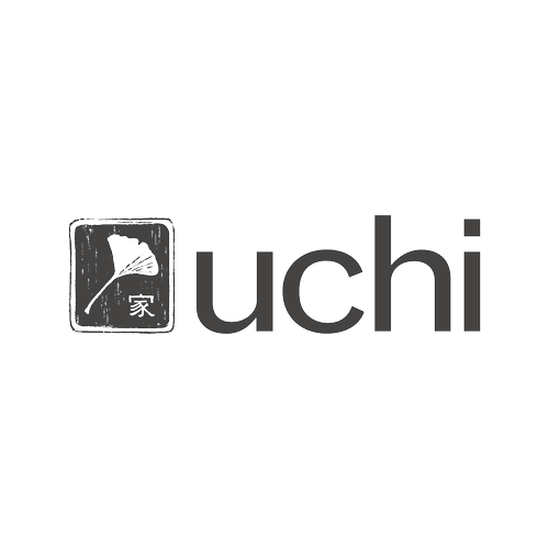 Logo with a stylized leaf inside a square next to the word "uchi"