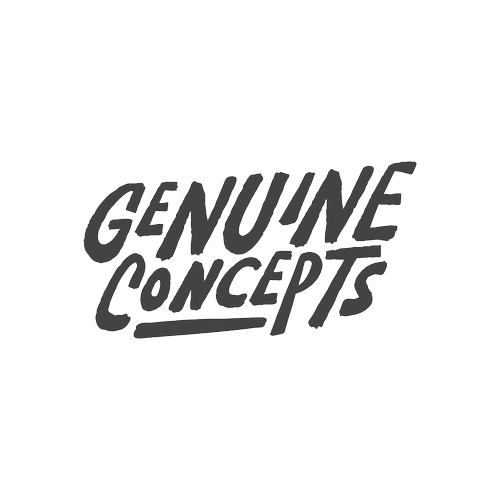 Genuine Concepts logo with stylized text on a black background.