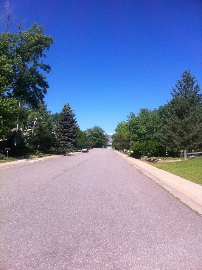 View at the end of the street.