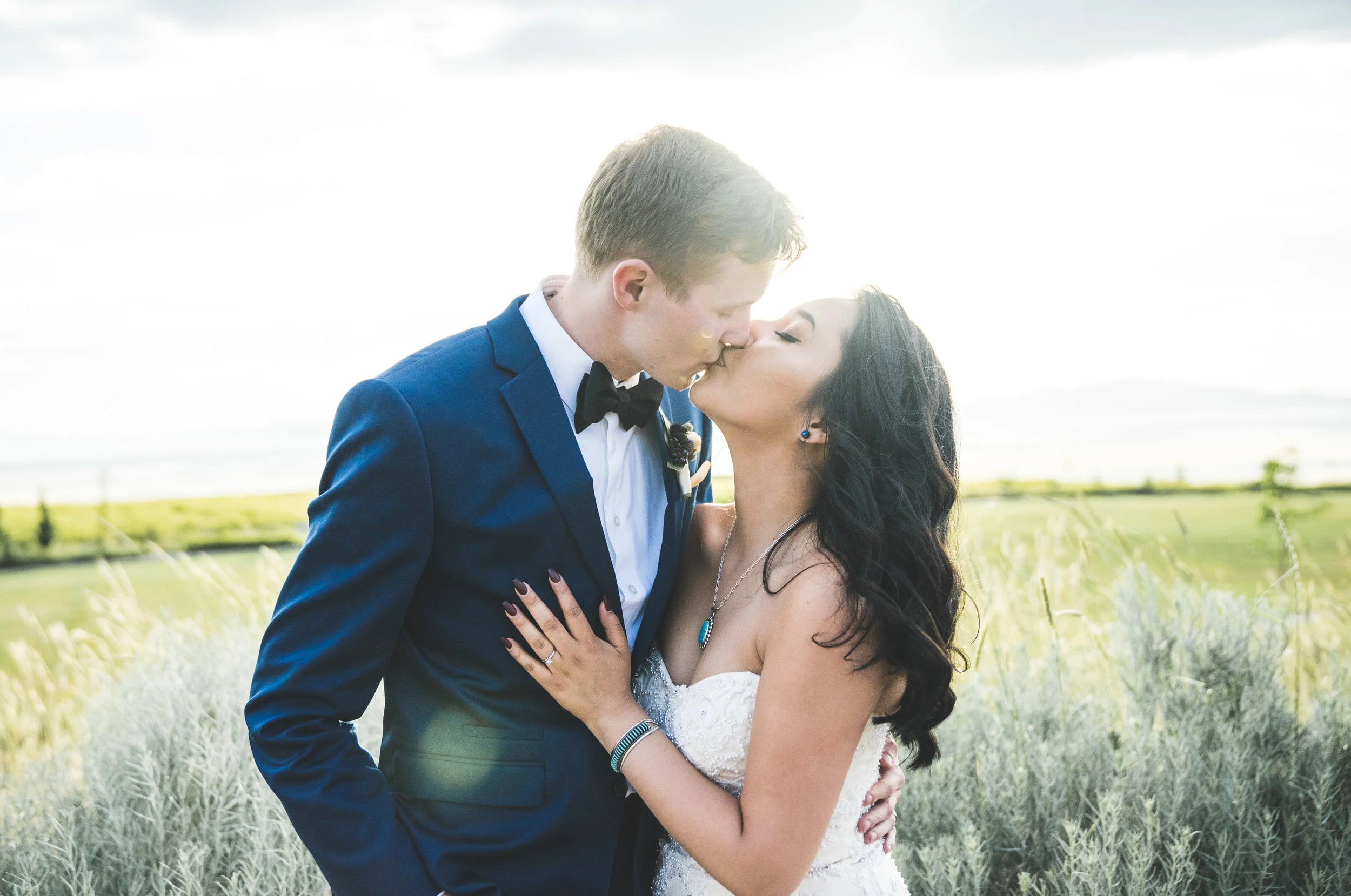  First kiss at wedding. Marriage. Salt Lake 