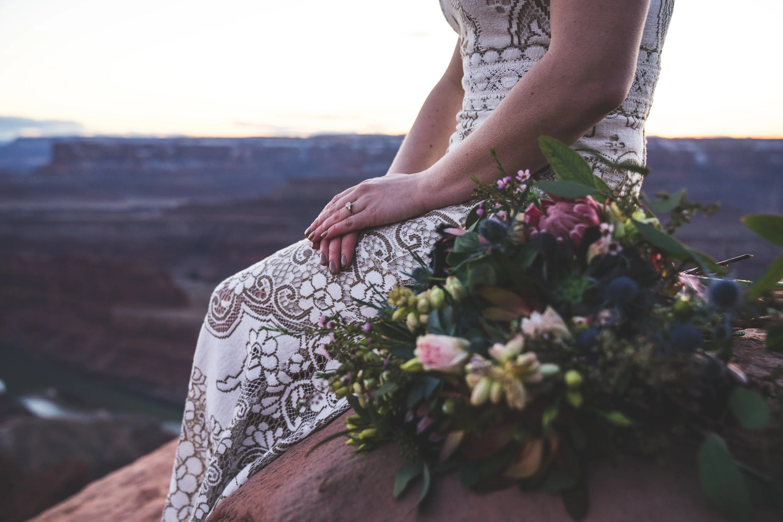  Bride and her bouquet. Dead Horse Point. Moab. 