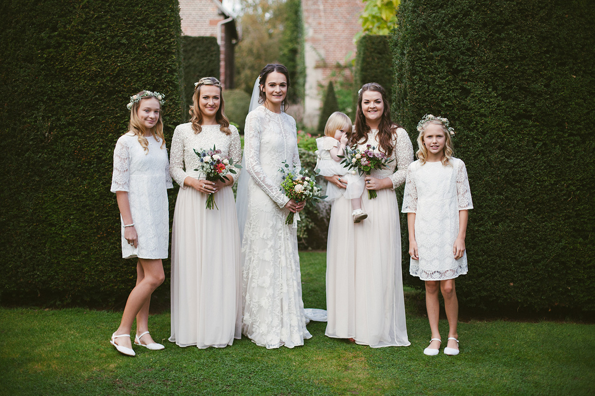Bridesmaids wearing white