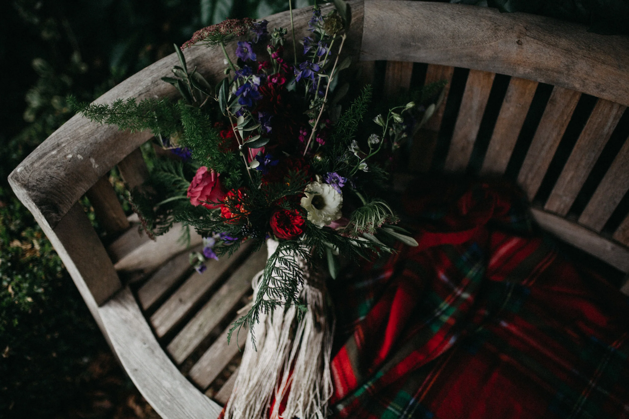 Bridal bouquet with tartan