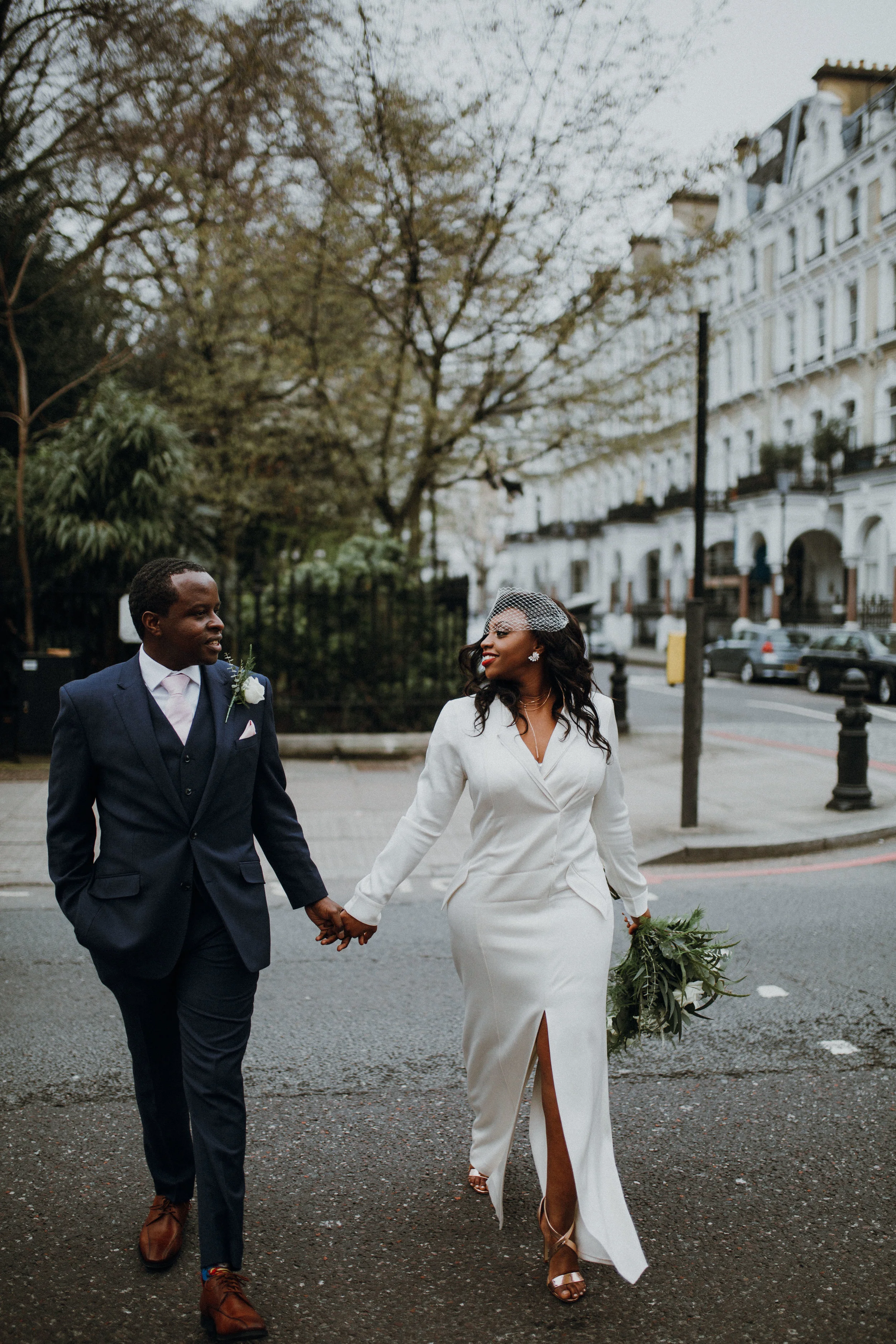 London bride with birdcage veil
