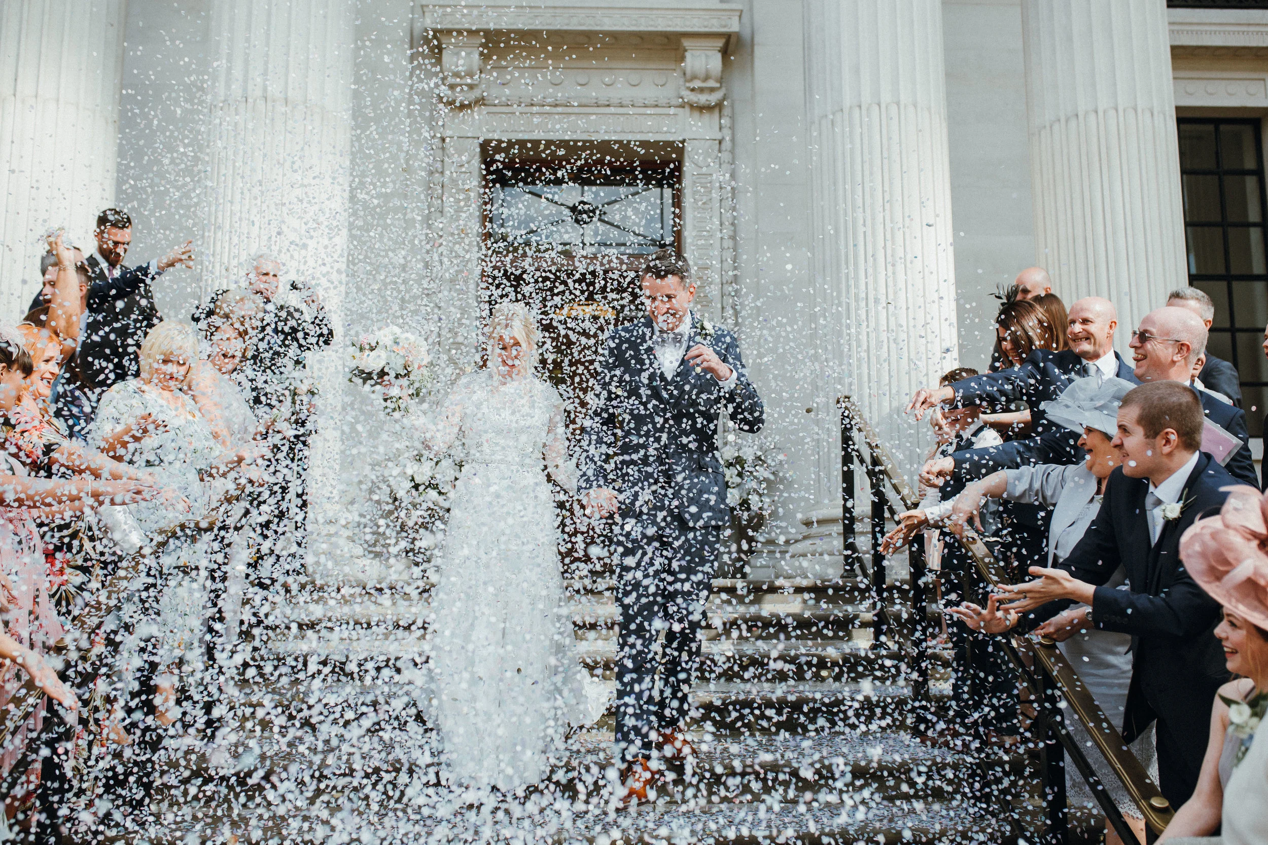 Marylebone Town Hall London wedding confetti